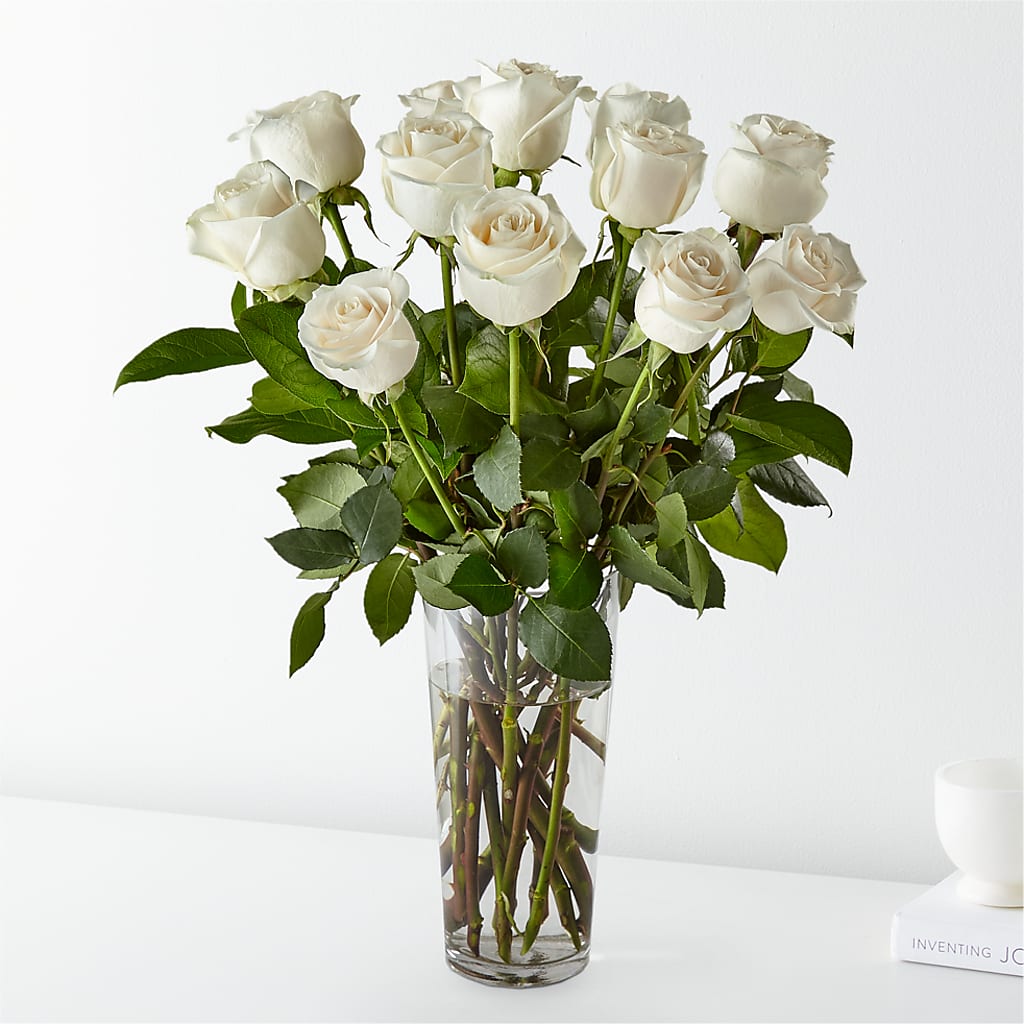 Long Stem White Rose Bouquet – Depot Des Fleurs, Montreal PQ
