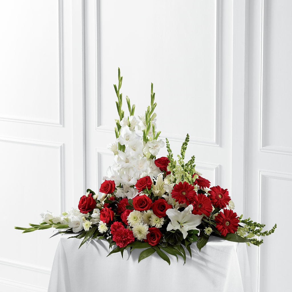 Crimson & White Arrangement – Depot Des Fleurs, Montreal PQ