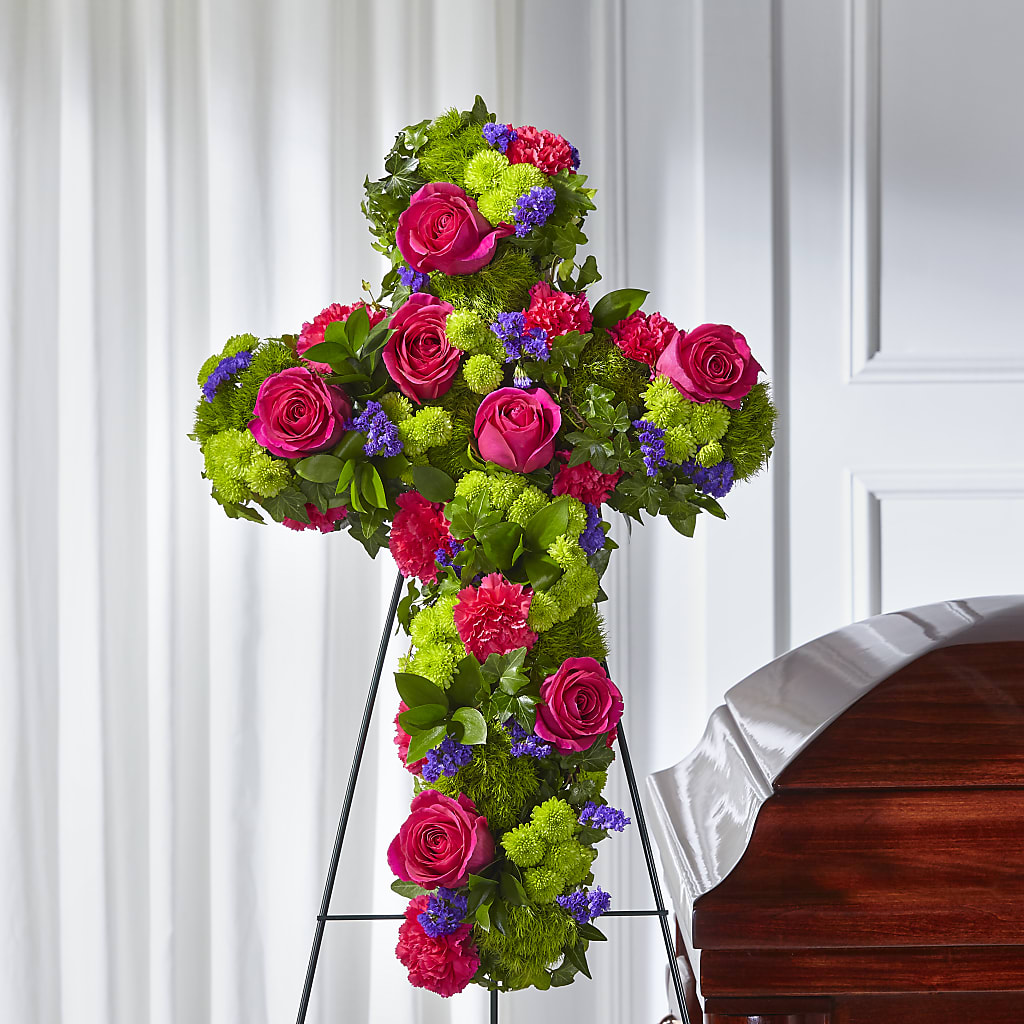 Tribute Rose Floral Cross – Depot Des Fleurs, Montreal PQ