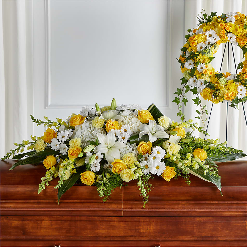 Golden Harmony Casket Spray – Depot Des Fleurs, Montreal PQ
