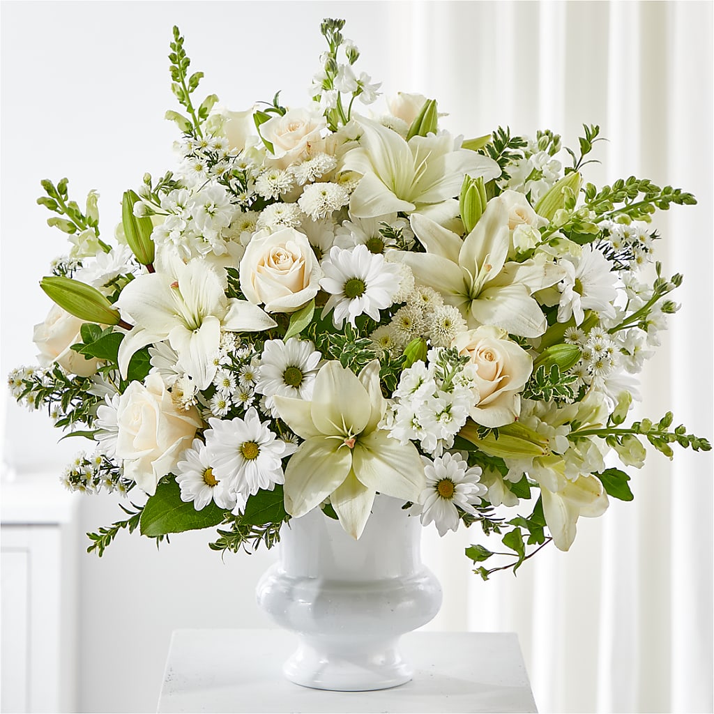 Uplifting Urn Arrangement – Depot Des Fleurs, Montreal PQ