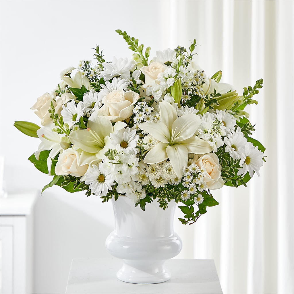 Uplifting Urn Arrangement – Depot Des Fleurs, Montreal PQ