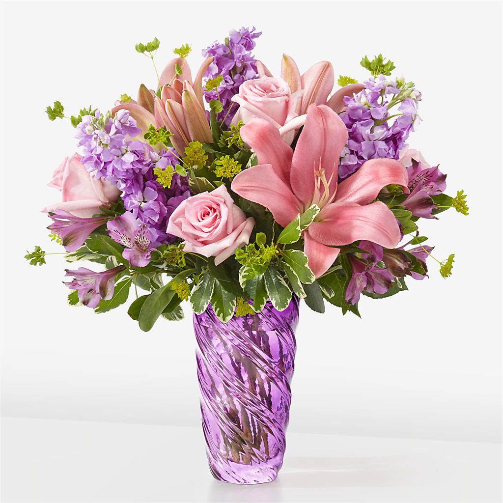 Precious Petals Bouquet with Luxe Swirl Vase – Depot Des Fleurs, Montreal PQ