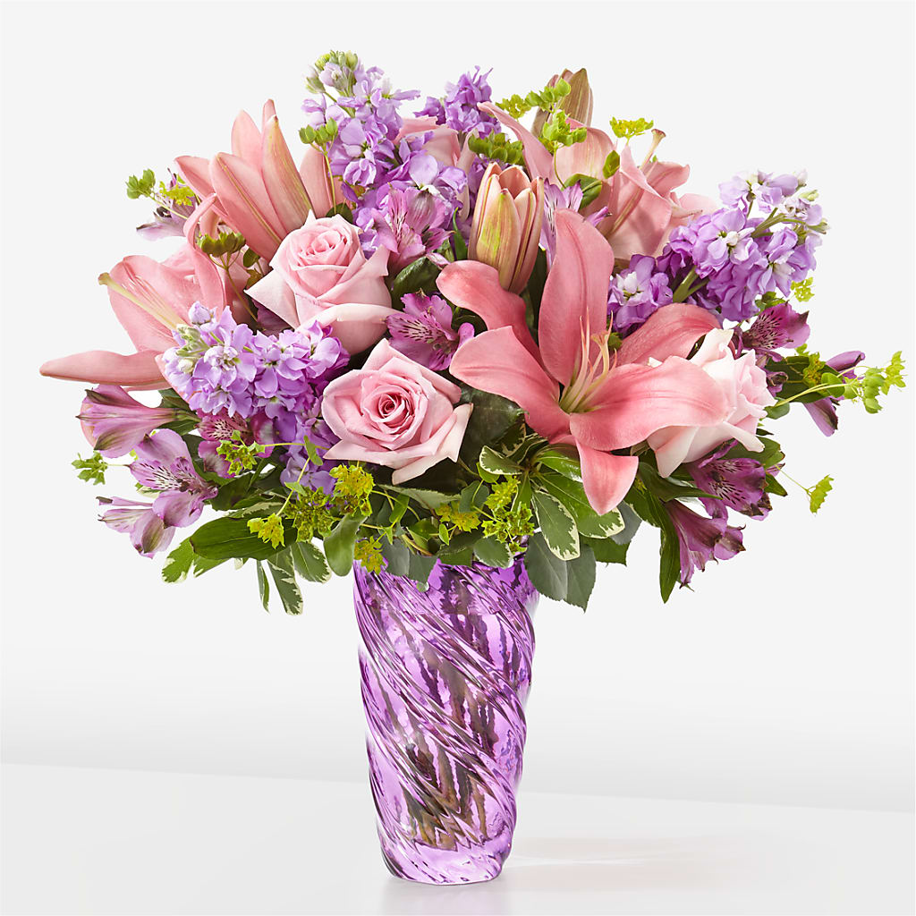 Precious Petals Bouquet with Luxe Swirl Vase – Depot Des Fleurs, Montreal PQ