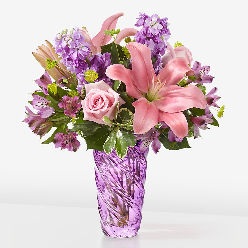 Precious Petals Bouquet with Luxe Swirl Vase – Depot Des Fleurs, Montreal PQ