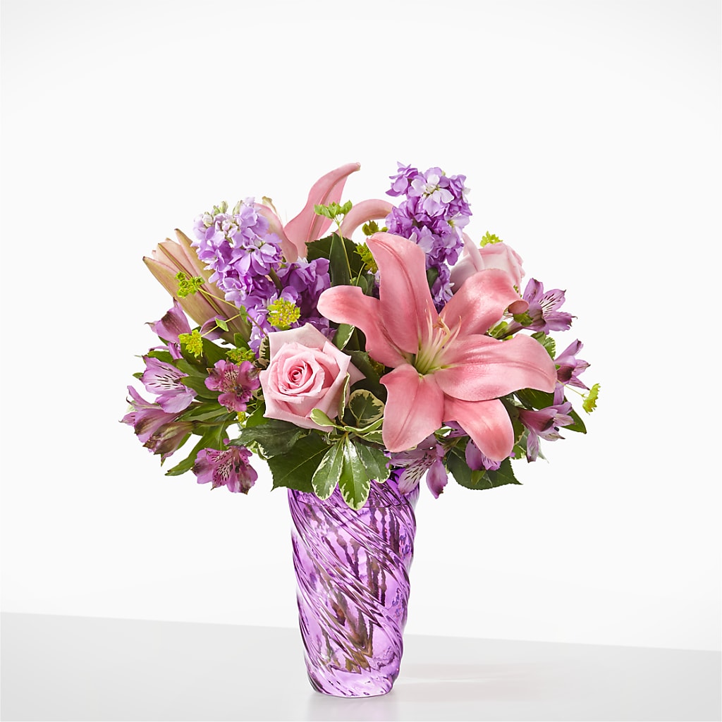 Precious Petals Bouquet with Luxe Swirl Vase – Depot Des Fleurs, Montreal PQ