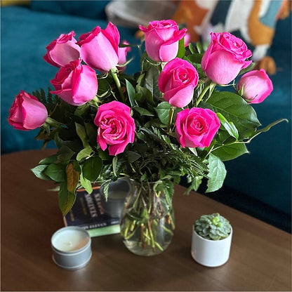 Long Stem Pink Rose Bouquet –  Depot Des Fleurs, Montreal PQ