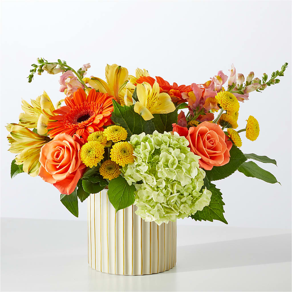 Autumn Sunshine Bouquet with Ivory Vase –  Depot Des Fleurs, Montreal PQ