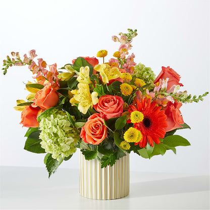 Autumn Sunshine Bouquet with Ivory Vase –  Depot Des Fleurs, Montreal PQ