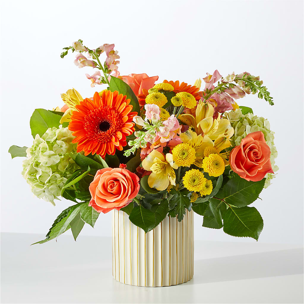 Autumn Sunshine Bouquet with Ivory Vase –  Depot Des Fleurs, Montreal PQ