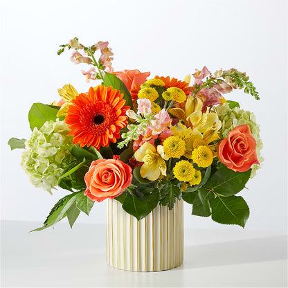 Autumn Sunshine Bouquet with Ivory Vase –  Depot Des Fleurs, Montreal PQ