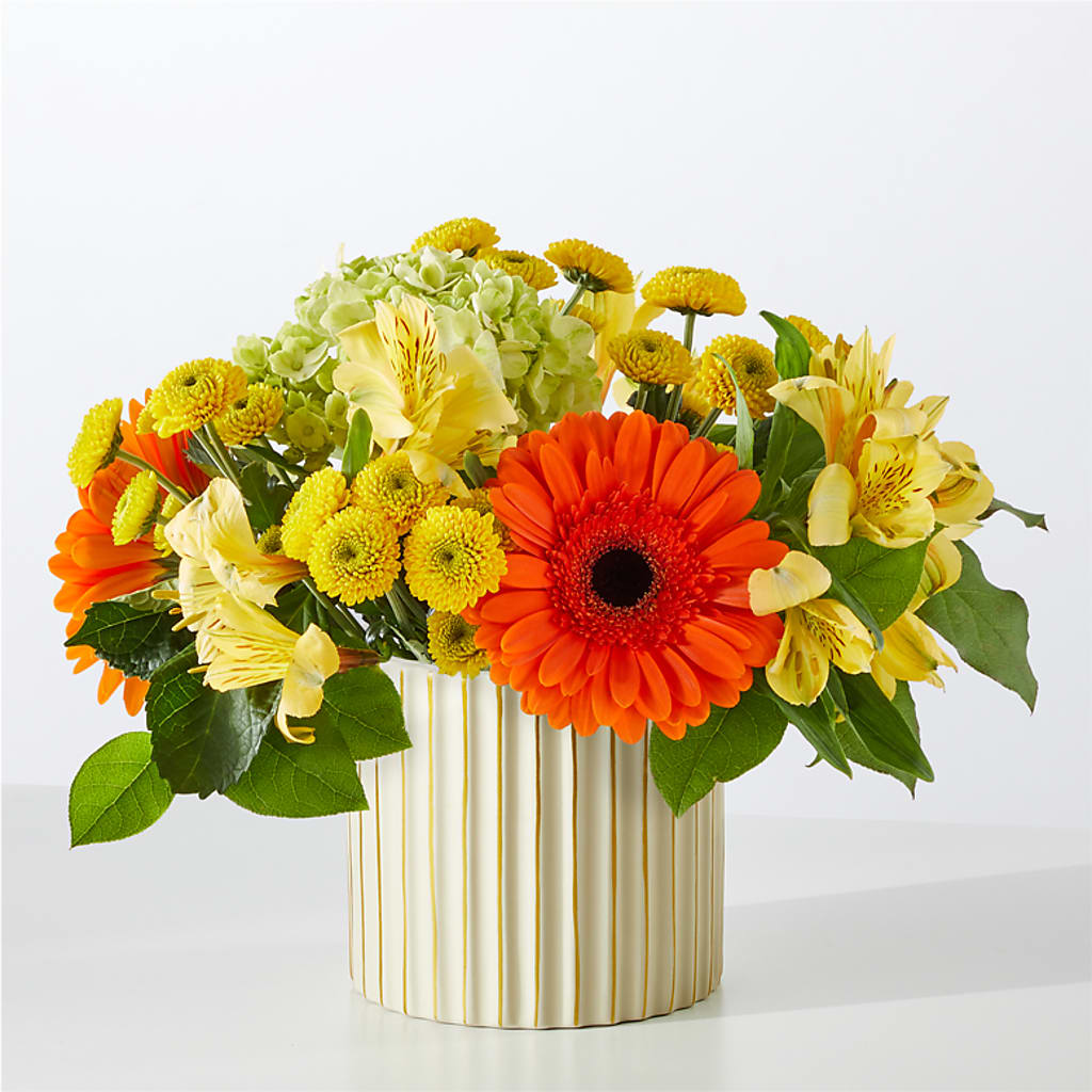 Autumn Sunshine Bouquet with Ivory Vase –  Depot Des Fleurs, Montreal PQ